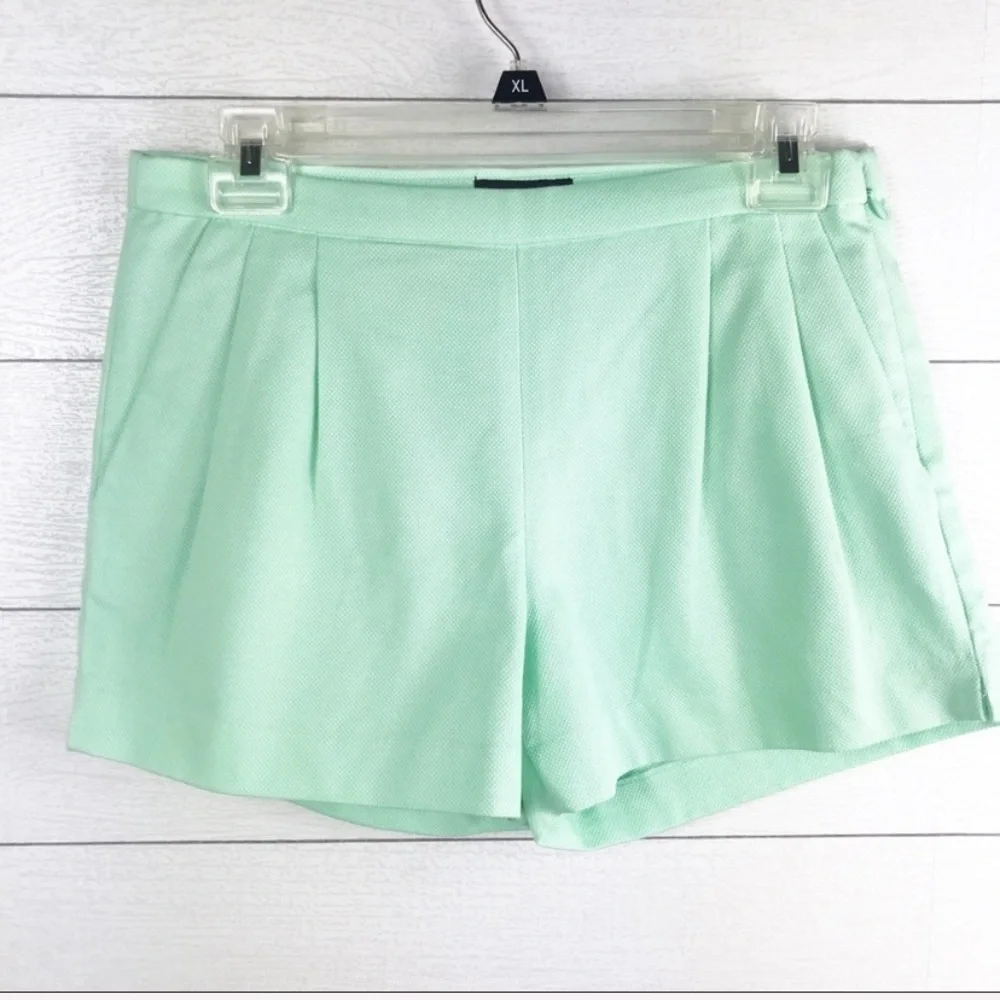 J. Crew Pleated Short Cotton Pique Mint Green 0
